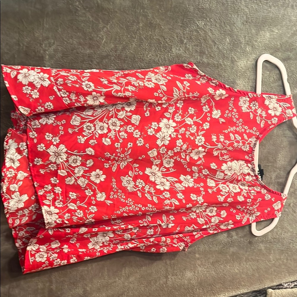 Floral Red Sleeveless Top